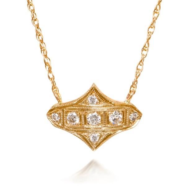 Deco Inspired Shield Diamond Pendant - Just Jules